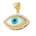thumbnail image 2 of Precious Stars 14K Yellow Gold Mother of Pearl and Cubic Zirconia Evil Eye Pendant with 24" Chain Necklace, 2 of 6