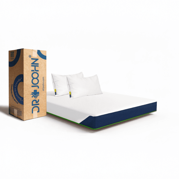 Colchón en Caja + Almohadas Nube Estándar DR JOOHN Individual Zen Confort 20cm, Memory Foam Semi Firme para Todas las Edades.