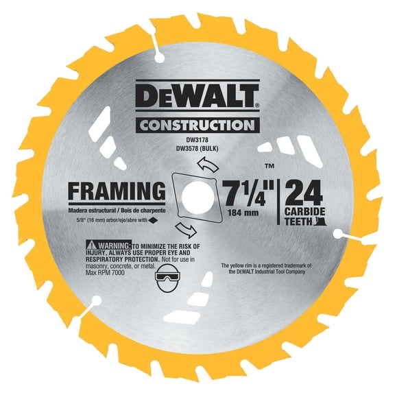 Dewalt DW3591B Circular Saw Blade, 7-1/4 in Dia x 0.045 in T, 18 Teeth, 5/8 in Arbor