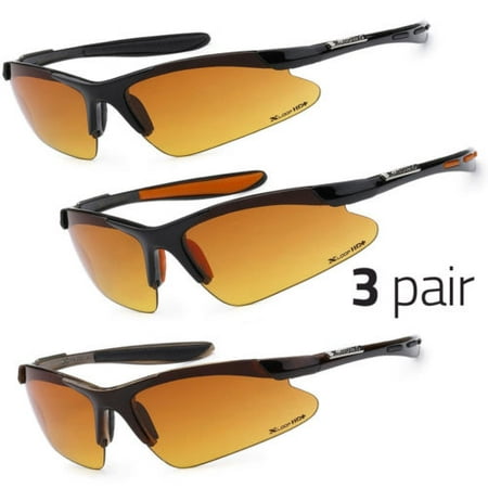 3 PC HD Driving Wrap Sunglasses Golf Vision Blue Blocker High Definition