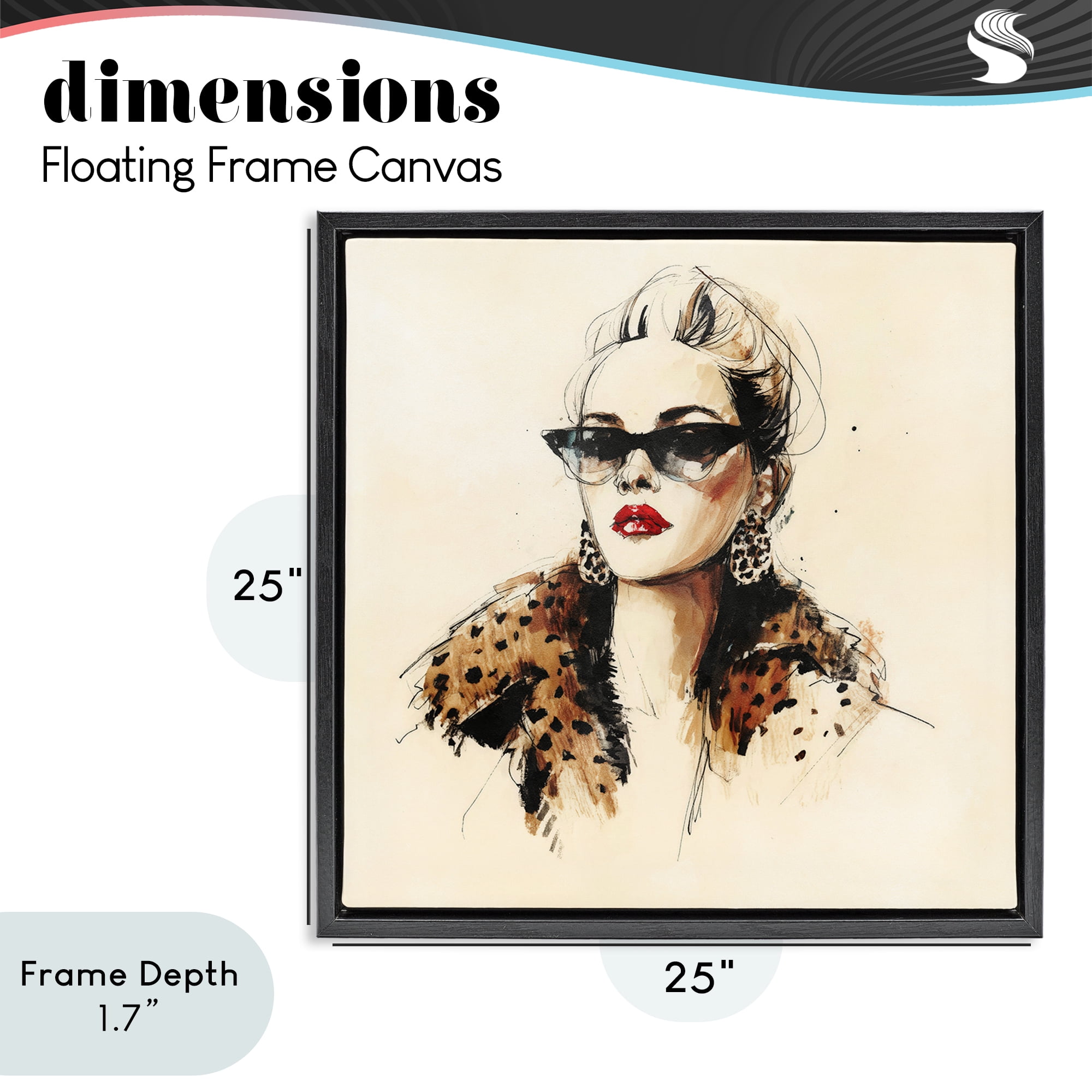 Stupell Industries Glam Leopard Sonata Portrait Black Framed Floater Canvas Wall Art, design by Svetlana Aleynikova