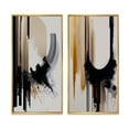 thumbnail image 2 of Designart "Expression in Black, White, and Gold IV" Abstract Framed Wall Art Set Of 2 - Black Geometric Framed Canvas Set For Living Room Decor, 2 of 7