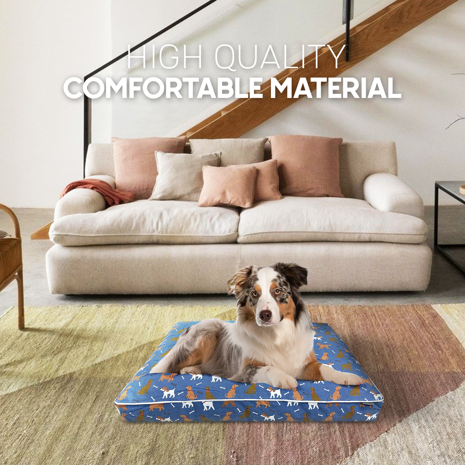 Paws and Décor Orthopedic Dog Bed, Enhanced Joint Support with Outlined Dog Design, Durable High-Density Foam Mattress for Comfort For Dogs.