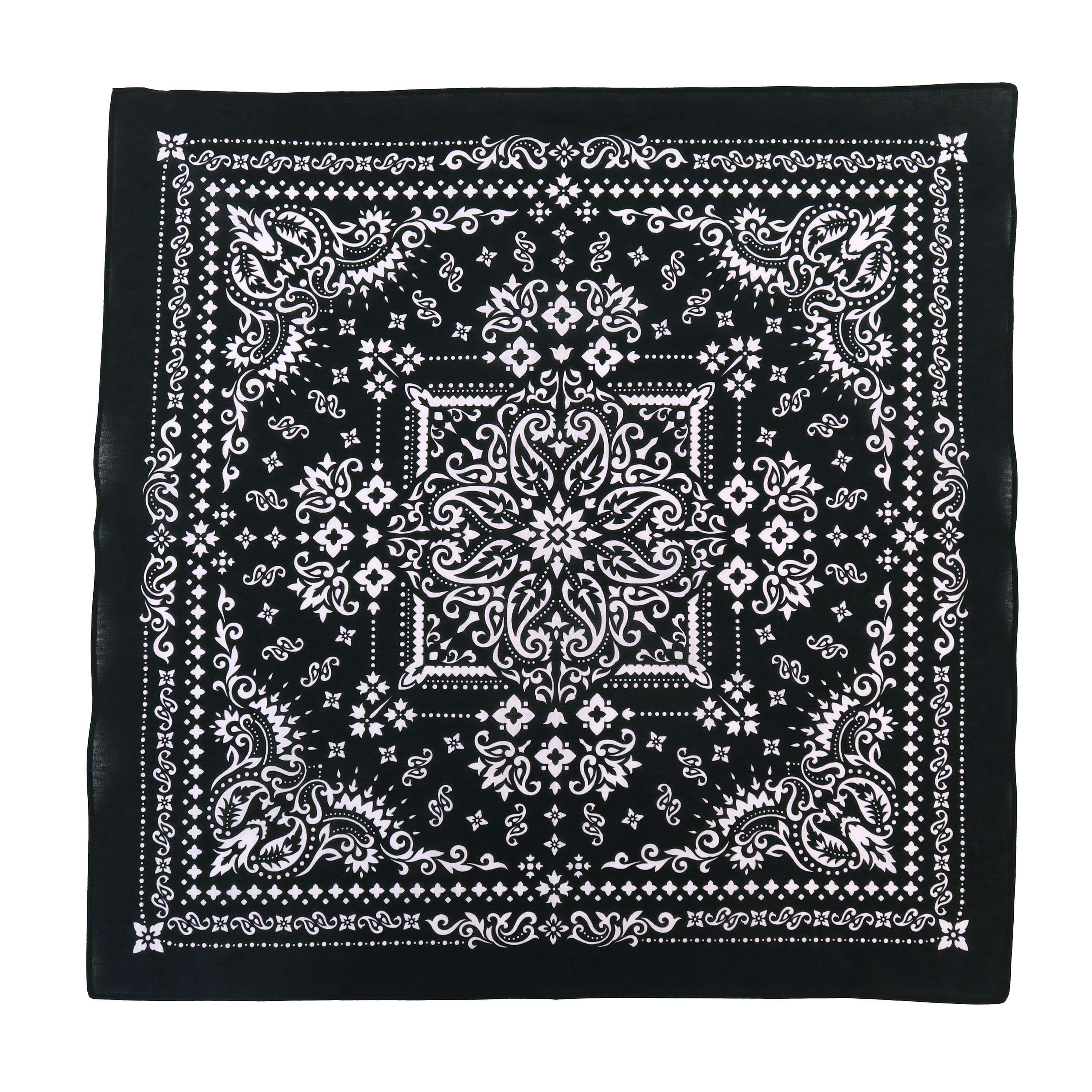(5 pack) Hello Hobby Fashion Cotton Unisex Bandana, Black Paisley