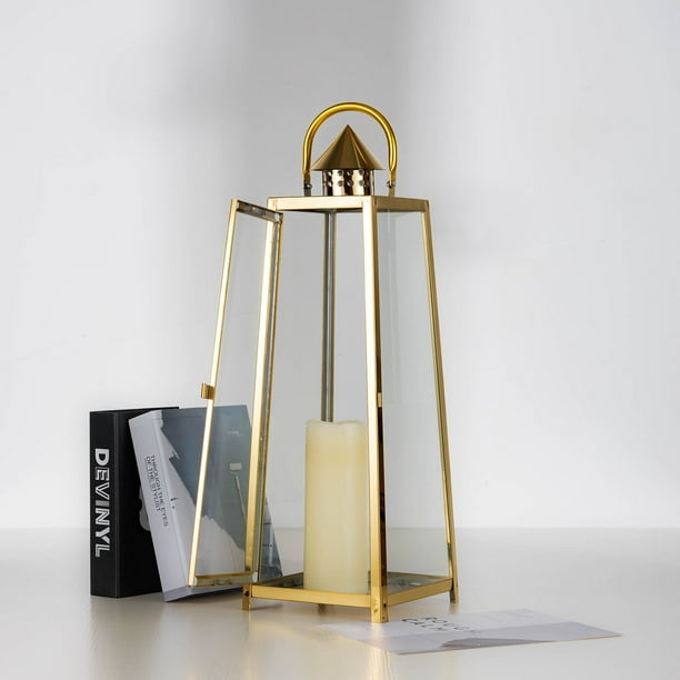 Efavormart 22 Gold Cone Top Stainless Steel Lantern Candle Holder Tabletop Centerpiece Walmart Com Walmart Com