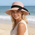 thumbnail image 2 of QHFBli Sun Straw Hat for Women with Wind Lanyard Wide Brim Foldable Beach Summer Hats Womens UV 50+ Protection Bowknot Cap, 2 of 7