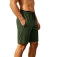 thumbnail image 4 of Men Bermuda Shorts Stretch Men's Running Sports Shorts, Summer Quick Drying Cooling Bermuda Shorts, Knee Length Straight Leg Workout Shorts with Pockets Green 3XL, 4 of 5