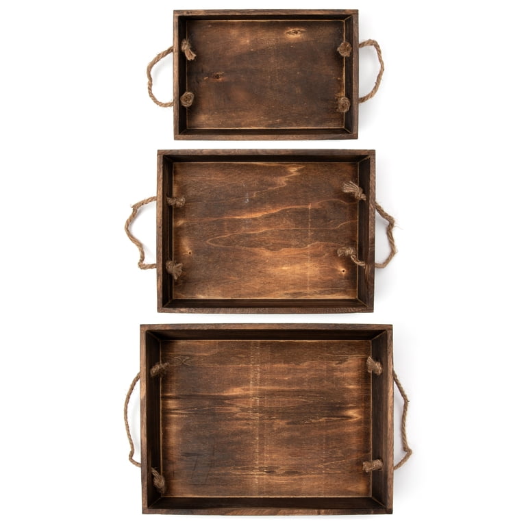 Hello Hobby Rustic Barn Brown Wooden Nested Tray Set photo 3