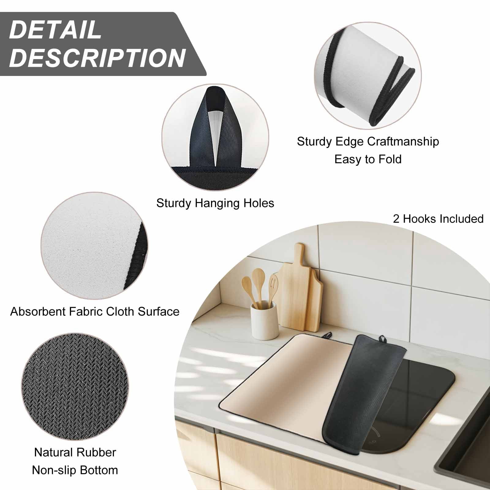 Khaki Ombre Stove Top Cover for Electric Stove, Heat-proof & Non Slip Glass Top Stove Cover Protector, Modern Abstract Art Farmhouse Gradient Kitchen Flat Cooktop Rubber Mat 28.5x20.5 Inches
