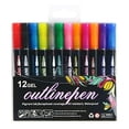 thumbnail image 2 of 12/24 Colors Metallic Marker Double Line Outline Marker DIY Photo Album Paint Marker Pen with 2mm Tip Shimmer Marker Set for Metal Ceramic Glass Greeting Cards, 2 of 9