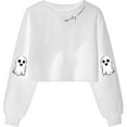 thumbnail image 2 of Cropped Halloween Sweatshirts for Women 2025 Long Sleeve Crewneck Spooky Cute Graphic Sweatshirt Pullover Tops, 2 of 3