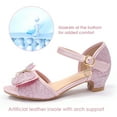 thumbnail image 4 of ADAMUMU Girls Glitter High Heel Sandals Princess Sweet Bow Dress Up Shoes Rhinestone Crystal Open Toe Shoes for Wedding Party Wedding Pink Size 12 Little Kid, 4 of 5