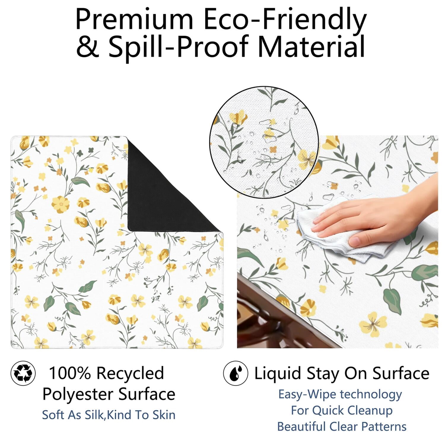 Floral Non-Slip Rubber Mat for Game Tables 31.5 Inch Square Perfect for Mahjong Game Nights Also Great for Playing Cards