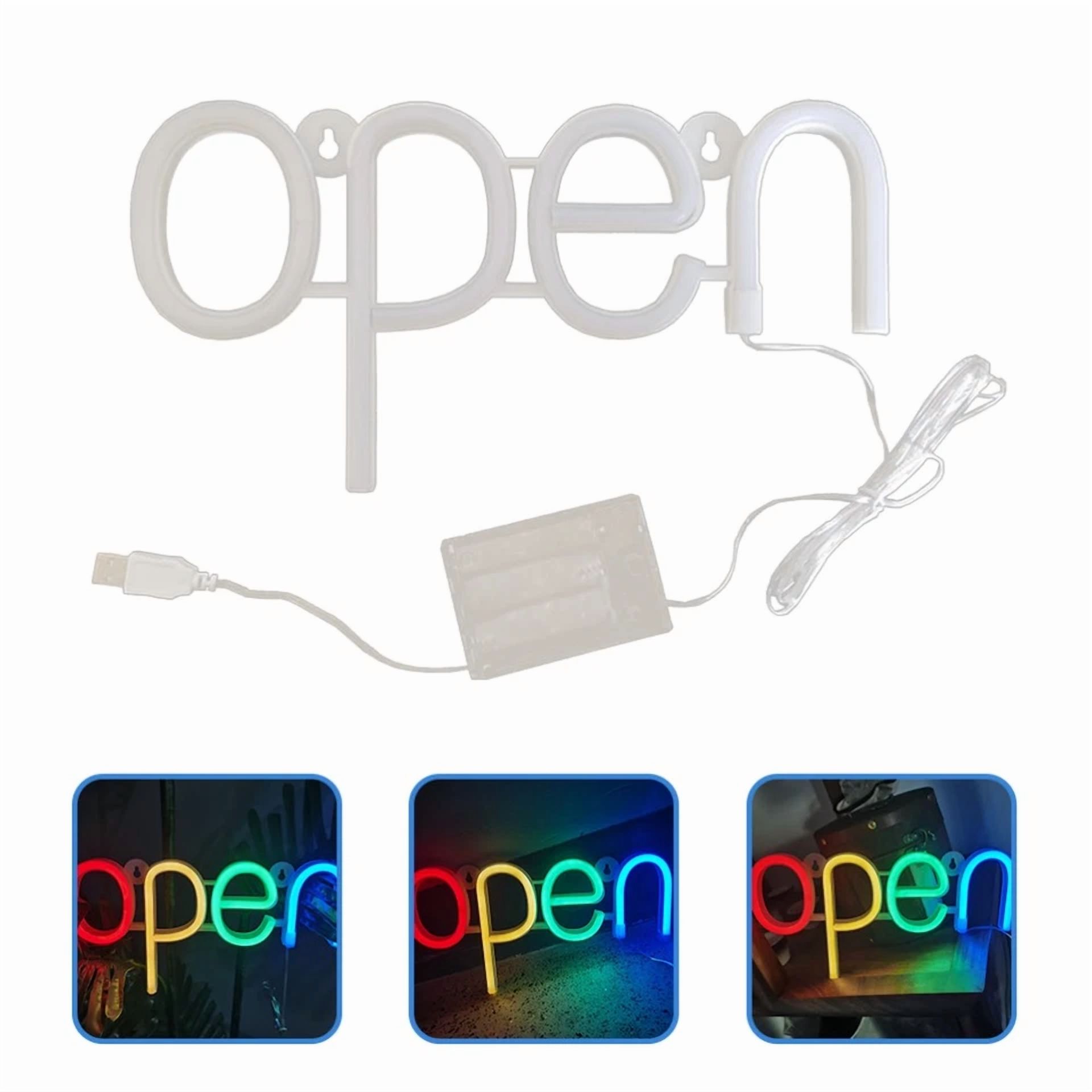 CRESTIN- 3D Open Sign Decorative Open Neon Light Bar Parties Open Light