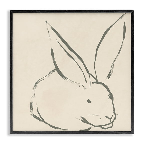 Stupell Industries Modern Simple Rabbit Outline Black Framed Giclee Art, 12 x 12, by June Erica Vess