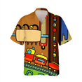 thumbnail image 3 of Camisas de mini tren para hombre, ropa hawaiana de verano, camiseta de manga corta, suelta, para vacaciones, playa, social, con solapa, estampado 3D, camisa vintage 2023, 3 of 5