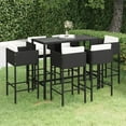 thumbnail image 1 of vidaXL 7 Piece Garden Bar Set with Cushions Poly Rattan Black, 1 of 5