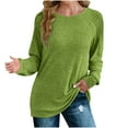thumbnail image 1 of KIHOUT Spring Winter Womens Tops Fashion Solid Color Round-Neck Pullover Long Sleeve Loose Sweatshirts Tops, 1 of 8