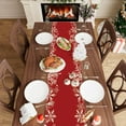 thumbnail image 6 of Red Snowflakes Christmas Winter Xmas Cloth Table Runner Burlap Table Decoration for Home Kitchen Dining Dinner Indoor Holiday Farmhouse Decor 13.8x71 Inch, 6 of 6