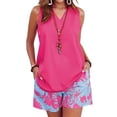 thumbnail image 2 of Jaimenalin Women'S Two Piece Short Sets Casual Oversized V Neck Shirts Shorts Outdoor Vacation Travel Outfit Flower Color 3 XL, 2 of 5