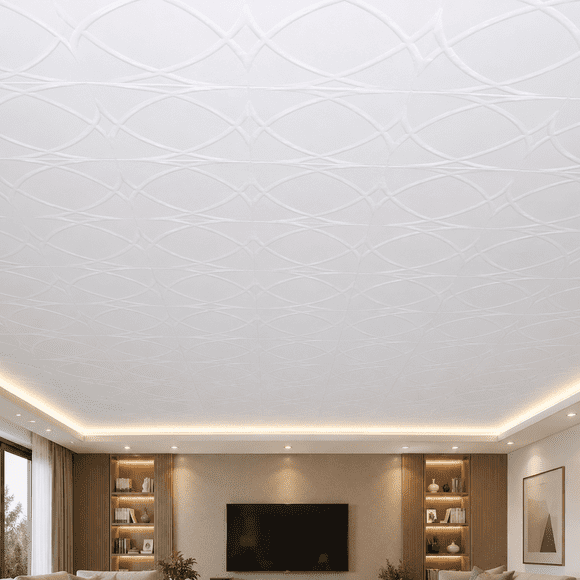 Styrofoam Glue Up Ceiling Tiles to Cover Popcorn Ceiling (covers 129 sq.ft.) #RM82 pack of 48