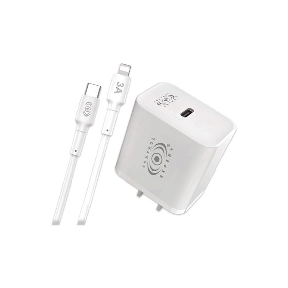 Cargador Control Expert Compatible Con iPhone Cable Tipo C Carga Rápida 20w Color Blanco
