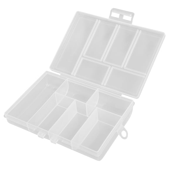OFFIGAM Clear Nail Charm Organizer Box with Lid, Multi-Compartment Beaded Storage Container for Craft and Desk Supplies