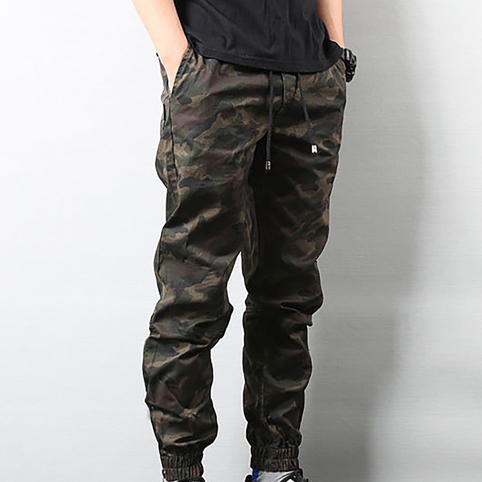 Faktura Begrænsninger reagere amidoa Men's Camouflage Cargo Pants Drawstring Elastic Waist Slacks with  Pockets Baggy Casual Work Tapered Trousers - Walmart.com