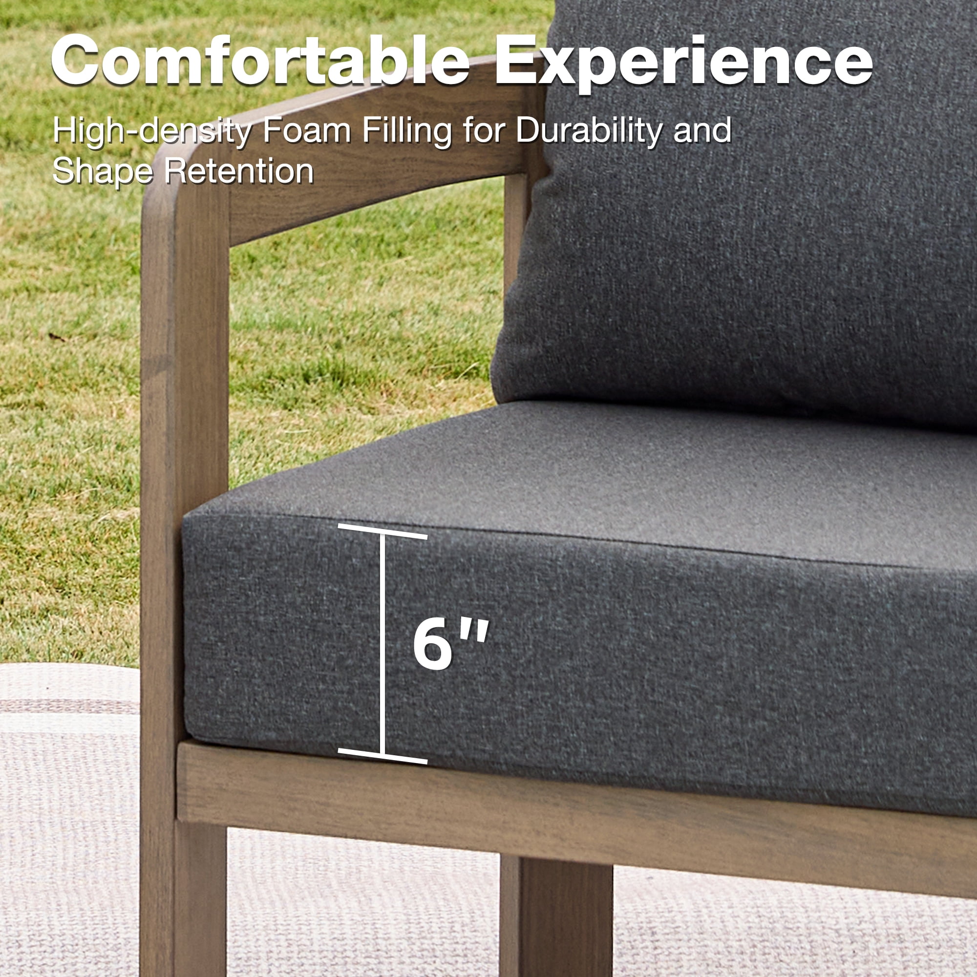 COMLAX FIELD Outdoor Furniture Set, 5-Piece Metal Patio Conversation Set with 6" Thick Cushions, Outdoor Chairs and Table Set