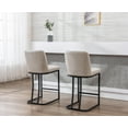 thumbnail image 3 of Guyou 24 "H Counter Height Stools Set of 2, Faux Leather Upholstered Kitchen Barstools with Back, Counter Stool Chairs with Black Metal Frame for Island Pub Dining Room, Pebble Grey, 3 of 11