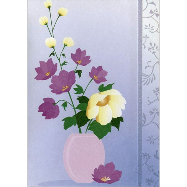 Freedom Greetings Purple And Yellow Flowers In Pink Vase Blank Note Card Walmart Com Walmart Com