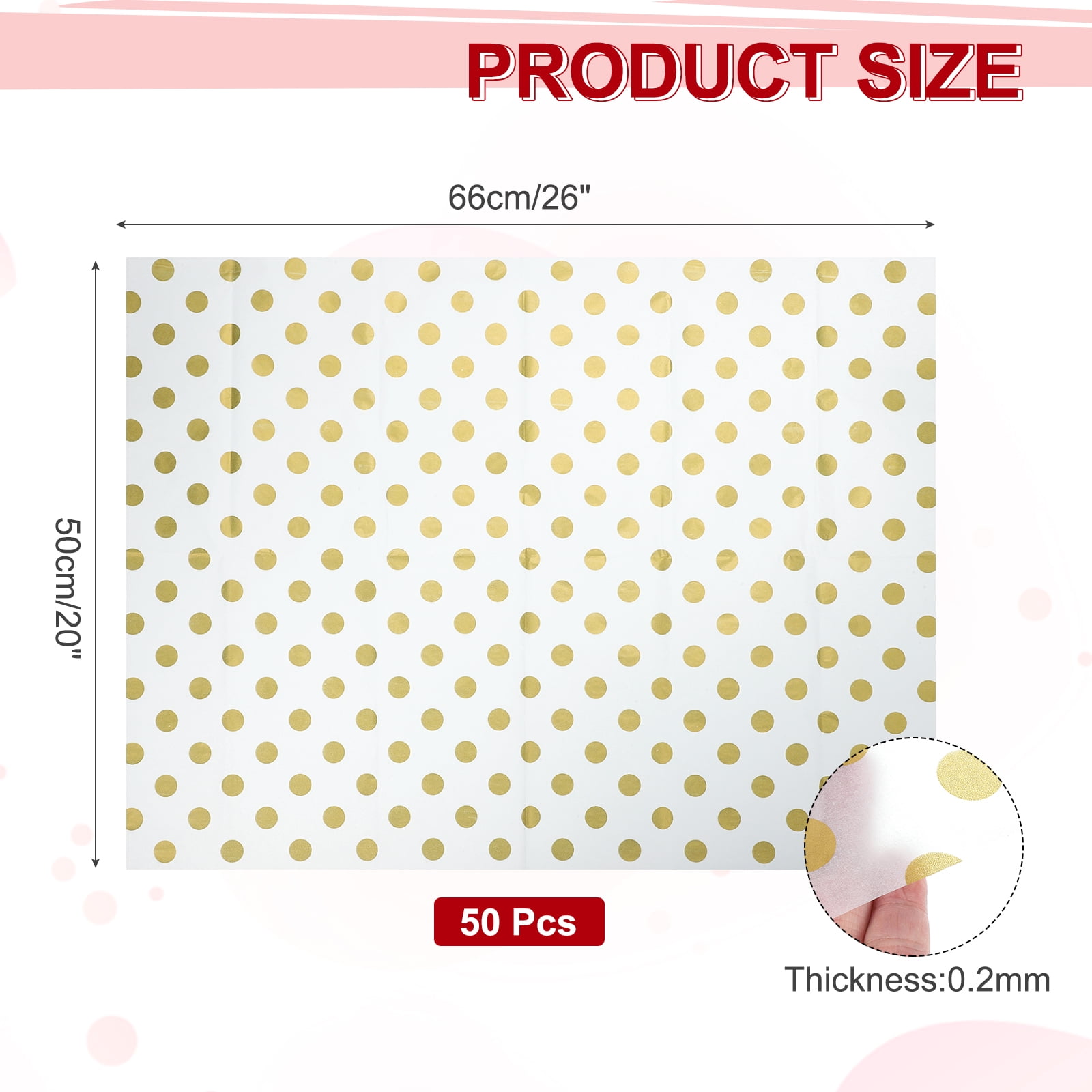 Uxcell 50 Sheets Tissue Paper Large Bulk Wrap Paper 20x26 Inch for Scrapbooking, Origami Crafts, Gift Wrapping, Decor, DIY Art Crafts, Gold