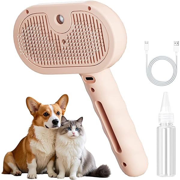 HAYAN Pet Spray Hair Removal Comb,Pet Comb Cleaning Brush with Shedding Button,Cat and Dog steamer brush,Grooming Massage Comb for Dogs and Cats(Pink)
