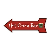 Arrow Shape Plus Hot Cocoa Bar (Left) 12x4" Wall or Door Sign | Christmas Holiday Decoration
