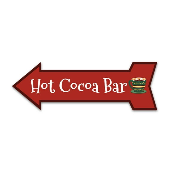 Arrow Shape Plus Hot Cocoa Bar (Left) 12x4" Wall or Door Sign | Christmas Holiday Decoration