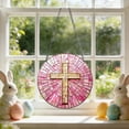 thumbnail image 6 of AZXY 2D Flat Easter Cross Ornament, 7.87" Acrylic Window Hanging Decor, Pink Stained Glass Cross for Easter Tree & Home Spring Party Supplies Indoor Outdoor, 6 of 9