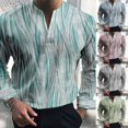 thumbnail image 4 of Men Casual Print V Neck Dress Shirts Long Sleeve Collar Office Blouse Tops Tee, 4 of 8