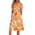 thumbnail image 2 of Womens Summer Dresses V Neck Short Sleeve Floral Print Midi Dress with Pockets Flowy Swing Vacation Casual Sundress S-2XL, 2 of 7