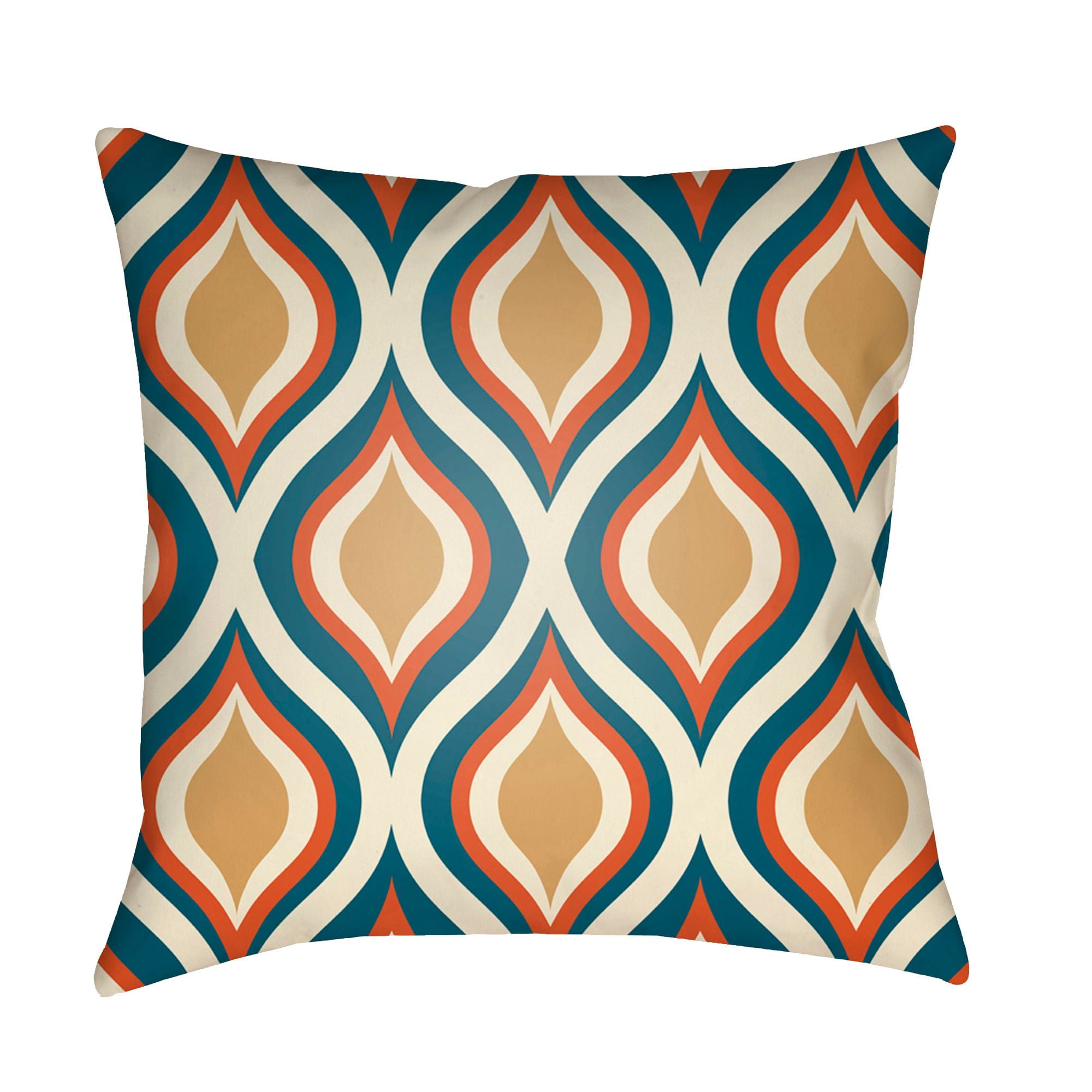 20" Orange and Teal Ogee Pattern Square Throw Pillow Cover Walmart
