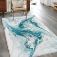 thumbnail image 3 of White Teal Marble Area Rug 4x6 Washable Rug Non Slip Modern Abstract Art Marble Fluid Large Area Rug Indoor Floor Carpet for Entryway Bedroom Kitchen Living Room Home Office Dining Room Nursery, 3 of 7
