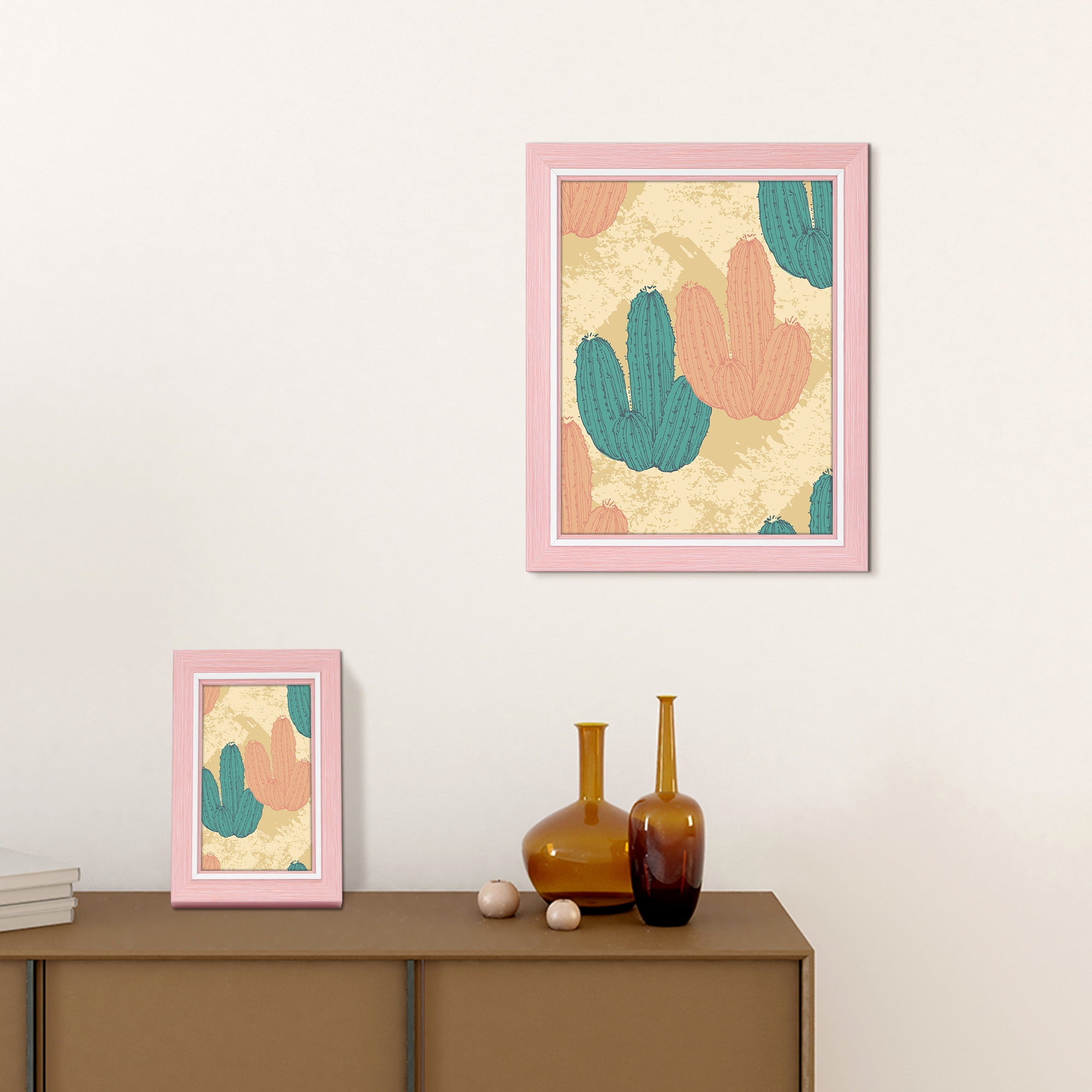 Unique Bargains 2 Packs Picture Frames Distressed Pink Green 5x7
