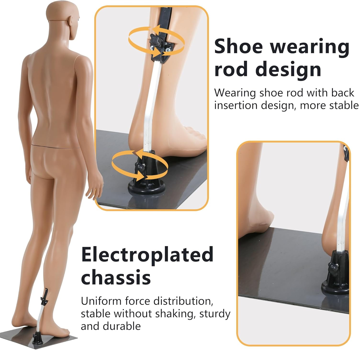 PayLessHere 69" Female Full Body Mannequin, Polyethylene with Detachable Head & Metal Base for Adult Clothing Display