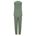 thumbnail image 6 of Hueook 2 Piece Lounge Set Women'S Spring and Summer Solid Color Round Neck Sleeveless Drawstring Casual Pants Set Army Green M, 6 of 7