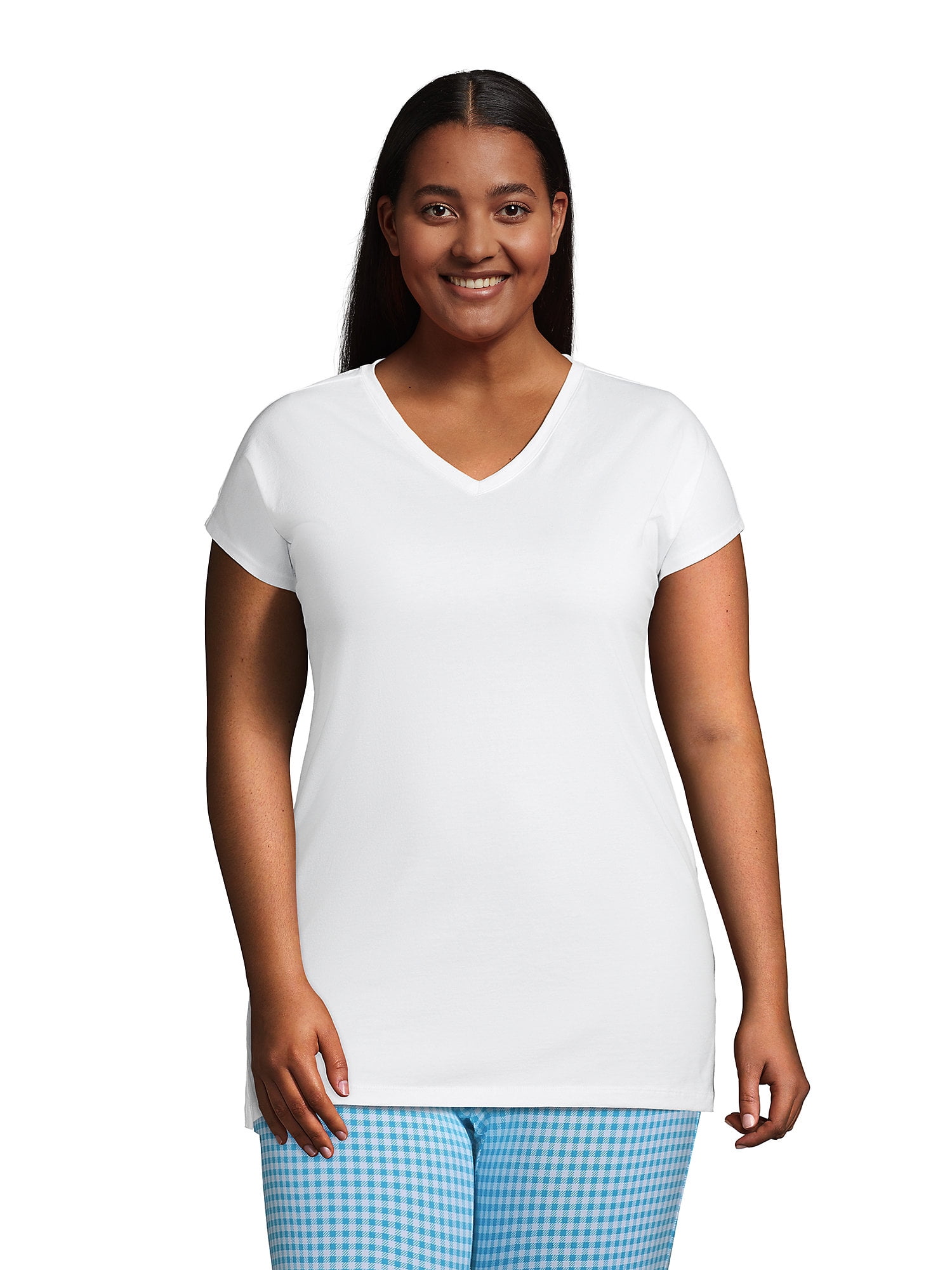 Lands End Women s Plus Size Short Sleeve Supima Cotton Xlong Vneck Tunic Walmart