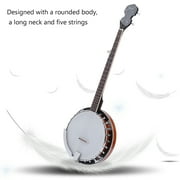 CNMODLE Five String Banjo Nickel Plated Armrest Coated Copper Alloy Round Mahogany Resonator Stringed Musical Instrument