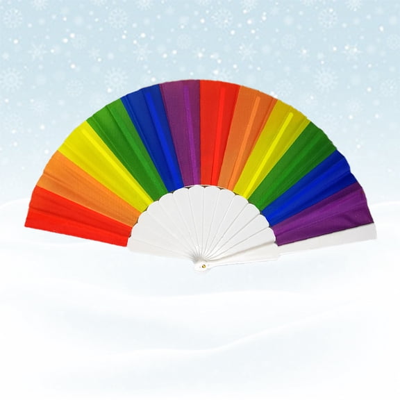 Masteelf 2 Pcs Handheld Large Fan Rainbow Folding Birthday