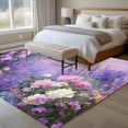 thumbnail image 5 of Area Rug 72×108in, Spring Lavender Flowers Floor Carpet Living Room Rug, Oil Painting Style Art Non-Slip Welcome Mat Indoor Rugs for Bedroom Dining Room, 5 of 9