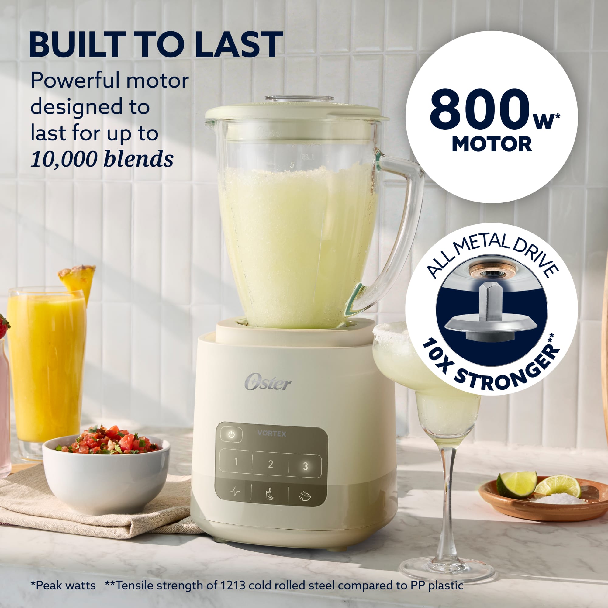 Oster 800-Watt Vortex Programmable Blender With 7 Cup Glass Jar& All-Metal Drive, Oatmilk