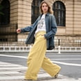 thumbnail image 6 of felwors Womens Barrel Sweatpants Baggy Y2K Drawstring Wide Leg Pants with Pockets Yellow for Size XL, 6 of 9