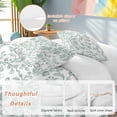 thumbnail image 2 of 3 Piece Spring Flower Duvet Cover Set Twin Size, Microfiber Comforter/Quilt Cover with Corner Ties and 2 Pillowcases, Vintage Farmhouse Turquoise Boho Leaf All Season Soft Bedding with Zipper Closure, 2 of 8